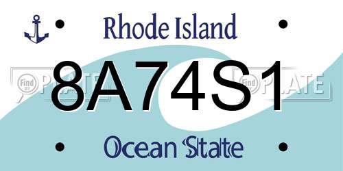 8A74S1 Rhode Island License Plate