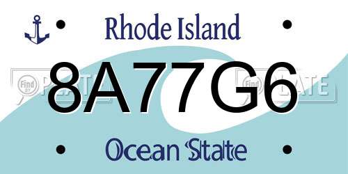 8A77G6 Rhode Island License Plate