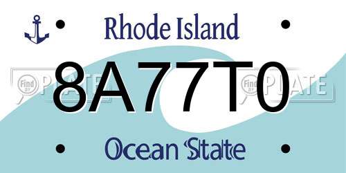 8A77T0 Rhode Island License Plate