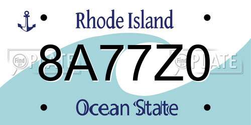 8A77Z0 Rhode Island License Plate