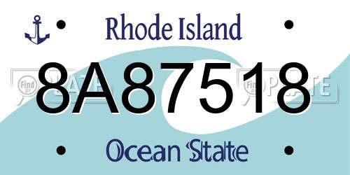 8A87518 Rhode Island License Plate