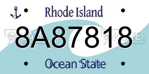 8A87818 Rhode Island License Plate