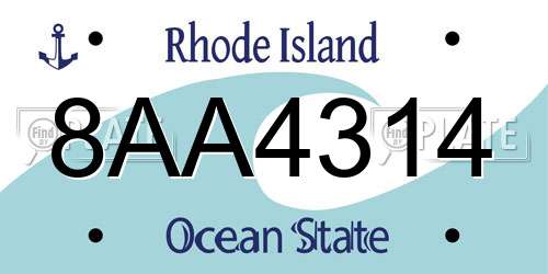 8AA4314 Rhode Island License Plate