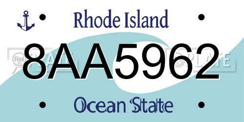 8AA5962 Rhode Island License Plate
