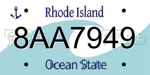 8AA7949 Rhode Island License Plate