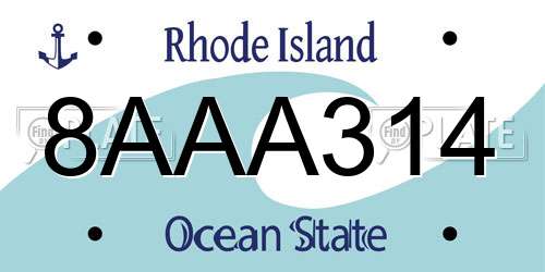 8AAA314 Rhode Island License Plate