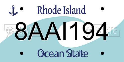 8AAI194 Rhode Island License Plate