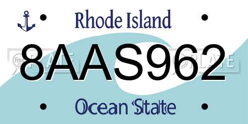 8AAS962 Rhode Island License Plate