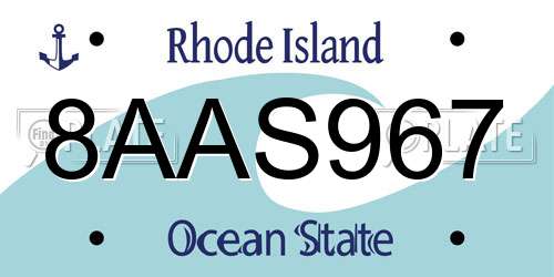 8AAS967 Rhode Island License Plate