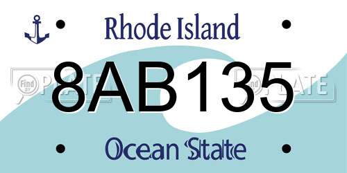 8AB135 Rhode Island License Plate