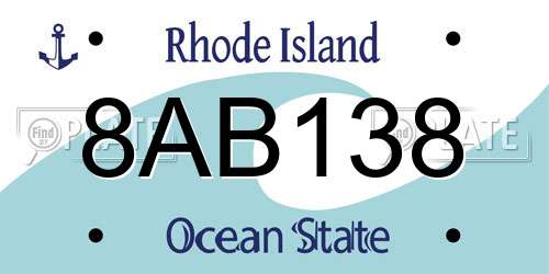 8AB138 Rhode Island License Plate