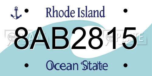 8AB2815 Rhode Island License Plate