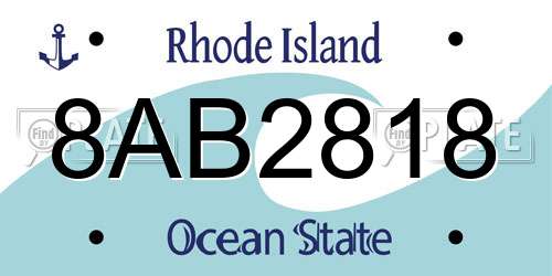 8AB2818 Rhode Island License Plate