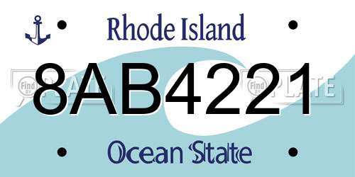 8AB4221 Rhode Island License Plate