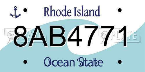 8AB4771 Rhode Island License Plate