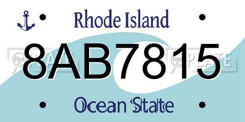 8AB7815 Rhode Island License Plate