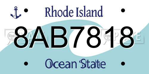 8AB7818 Rhode Island License Plate