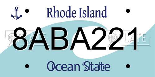8ABA221 Rhode Island License Plate