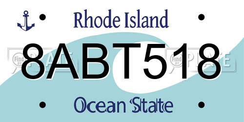 8ABT518 Rhode Island License Plate