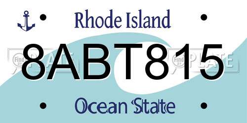 8ABT815 Rhode Island License Plate
