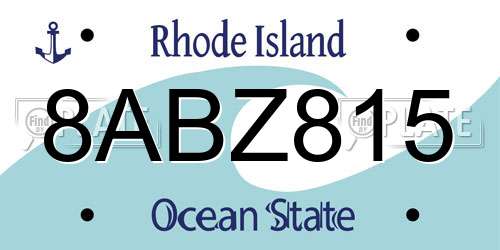 8ABZ815 Rhode Island License Plate
