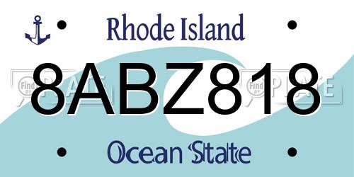 8ABZ818 Rhode Island License Plate