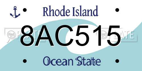 8AC515 Rhode Island License Plate