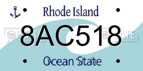 8AC518 Rhode Island License Plate