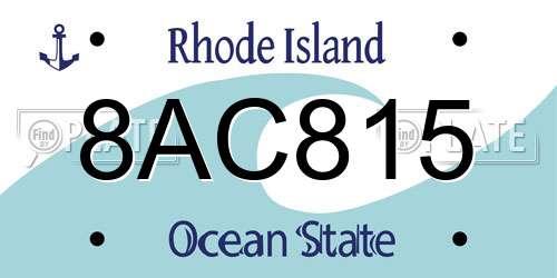8AC815 Rhode Island License Plate
