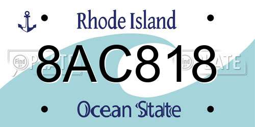 8AC818 Rhode Island License Plate