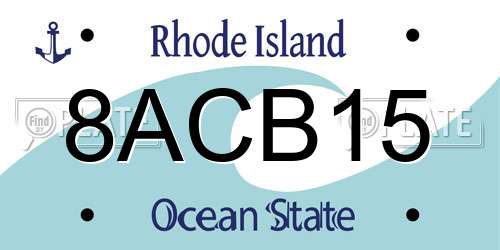 8ACB15 Rhode Island License Plate