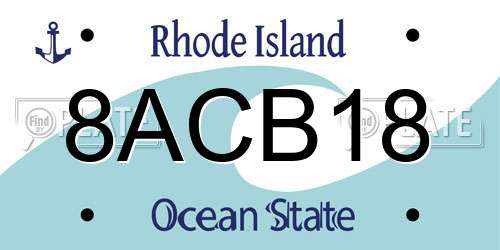 8ACB18 Rhode Island License Plate