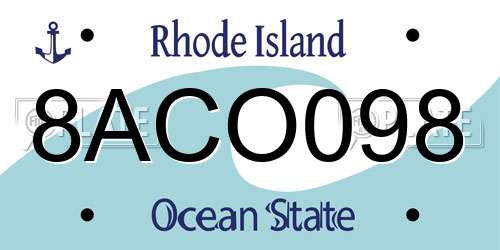 8ACO098 Rhode Island License Plate