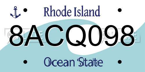 8ACQ098 Rhode Island License Plate