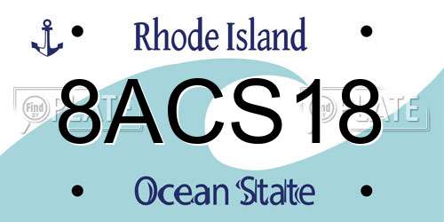 8ACS18 Rhode Island License Plate