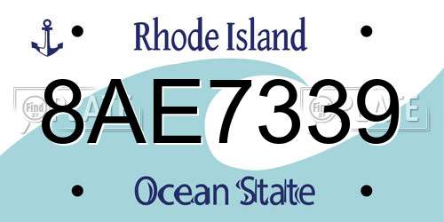 8AE7339 Rhode Island License Plate