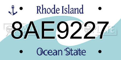 8AE9227 Rhode Island License Plate