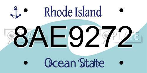 8AE9272 Rhode Island License Plate