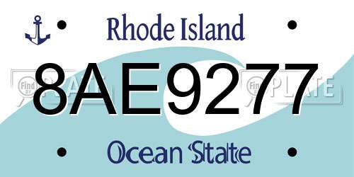 8AE9277 Rhode Island License Plate