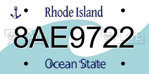 8AE9722 Rhode Island License Plate