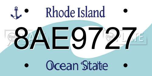 8AE9727 Rhode Island License Plate