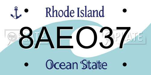8AEO37 Rhode Island License Plate