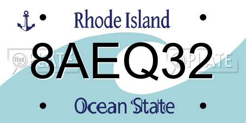 8AEQ32 Rhode Island License Plate