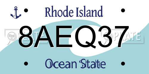 8AEQ37 Rhode Island License Plate