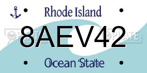 8AEV42 Rhode Island License Plate