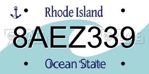 8AEZ339 Rhode Island License Plate
