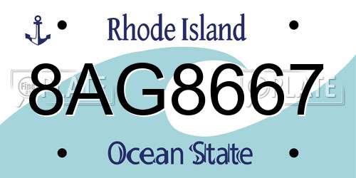 8AG8667 Rhode Island License Plate