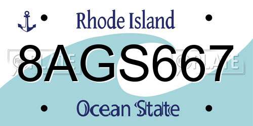 8AGS667 Rhode Island License Plate