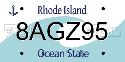 8AGZ95 Rhode Island License Plate