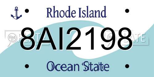 8AI2198 Rhode Island License Plate